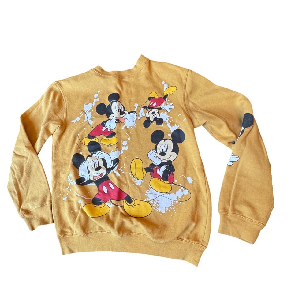Disney Mickey Mouse Graphic Sweatshirt Pullover Yellow Kids Size XS vtg